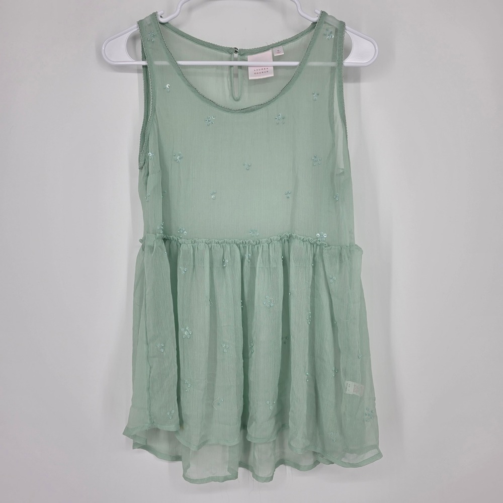 Lauren Conrad Sleeveless Blouse Small Mint Green Fairycore Coquette Peplum Top